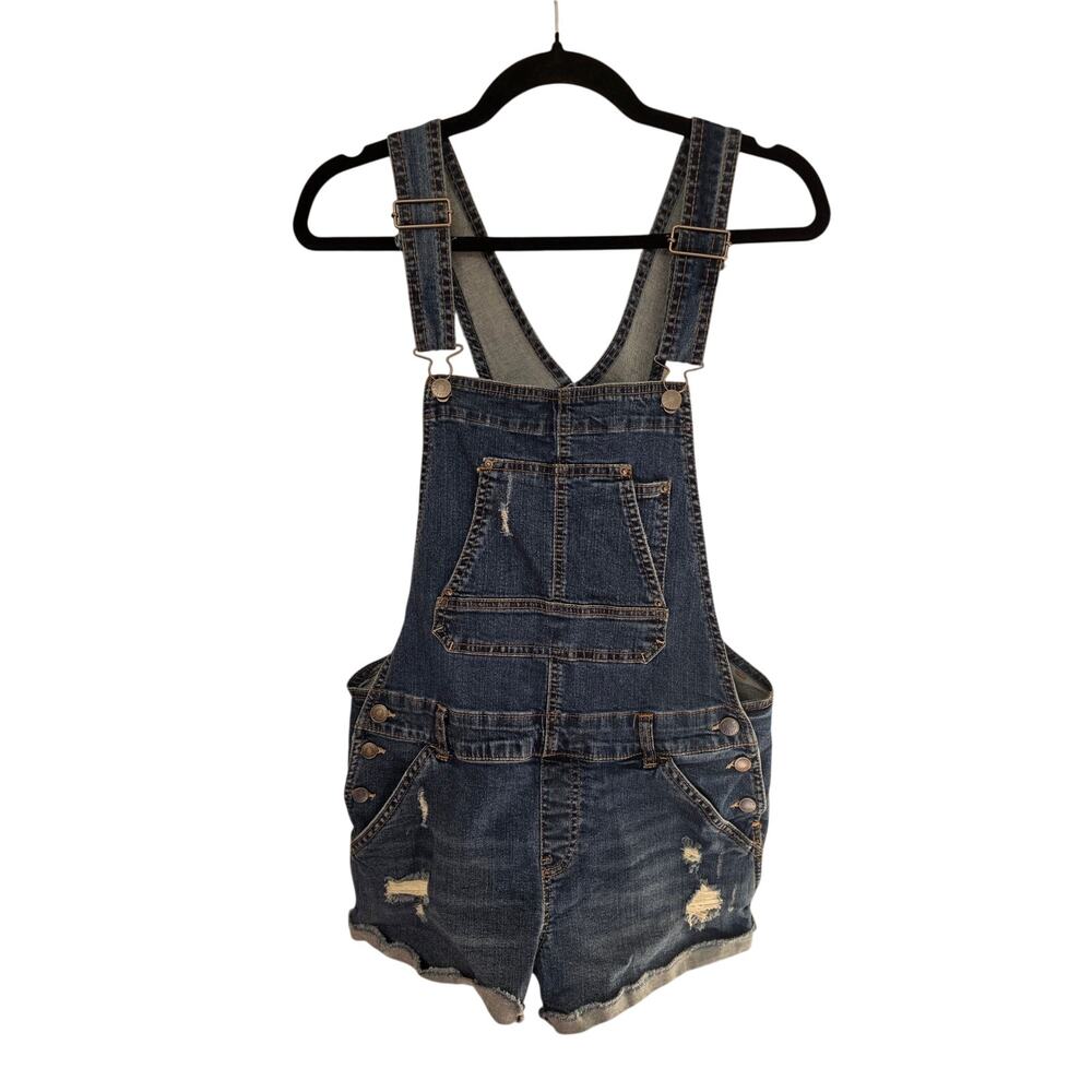 VTG Unionbay y2k 90s Blue Distressed Denim 5 Pocket Bib Overalls Shortalls M